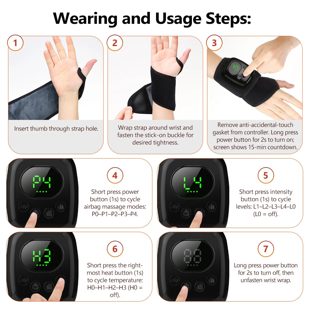 Cordless Heated Air Compression Wrist Massager