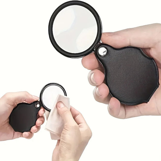 Portable Folding Magnifying Glass with Protective Leather Case