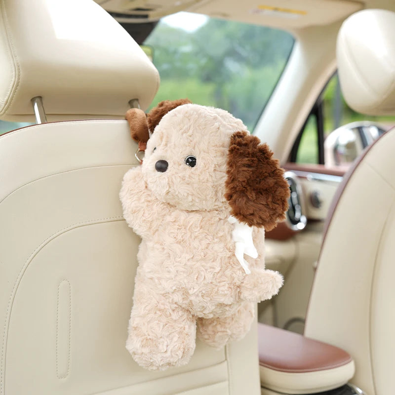 Cute Cartoon Plush Car Tissue Holder Hanging Organizer - 25