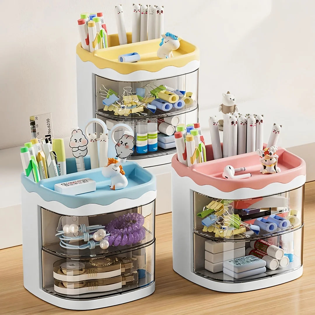 Multipurpose Desktop Organizer with Drawer for Stationery and Makeup