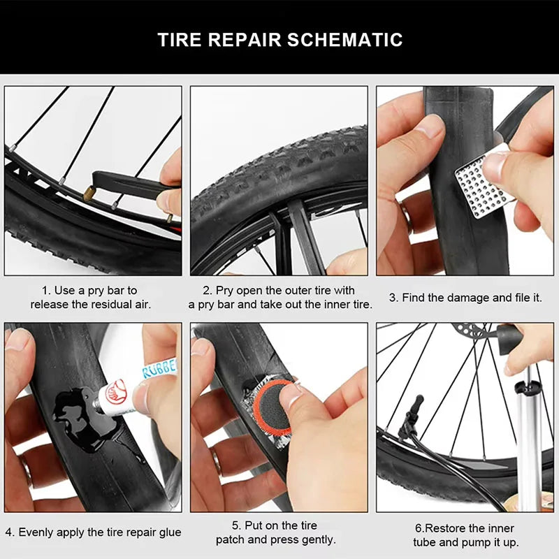 Portable Bike Tire Repair Kit for Road and Mountain Bikes - 4