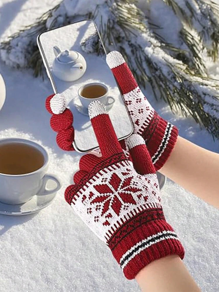 Touchscreen Snowflake Pattern Winter Gloves for Men and Women - 2