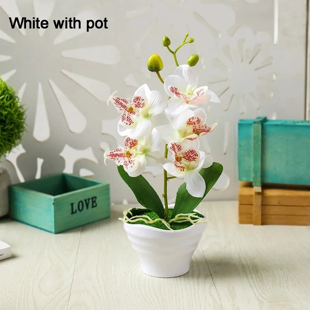 Artificial Orchid Flower Arrangement with Vase