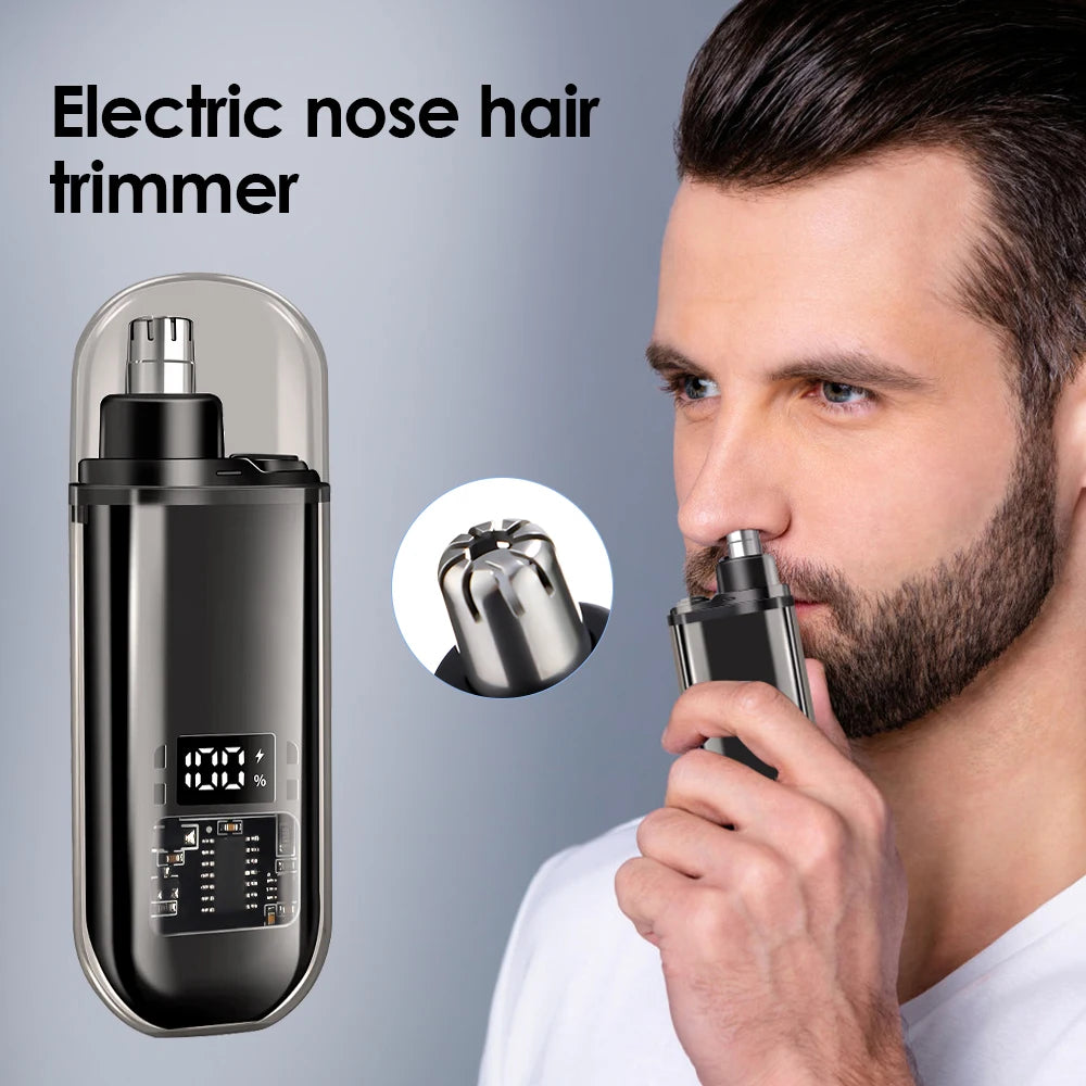 Electric Rechargeable Painless Nose and Ear Hair Trimmer - 8