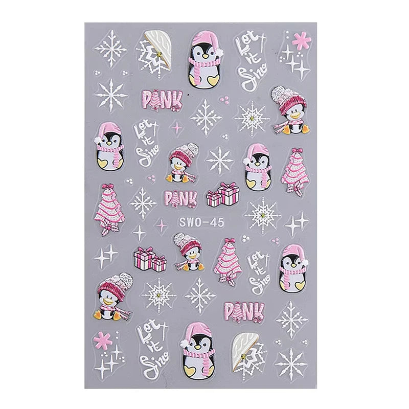3D Christmas Cartoon Self-Adhesive Nail Art Decal Stickers