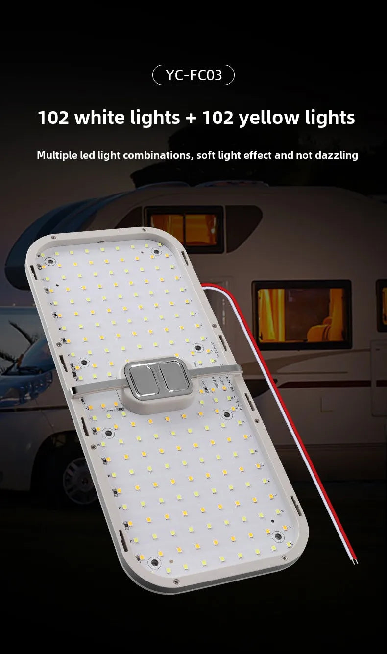 Dimmable 3-Color LED Ceiling Dome Light for RVs and Campers