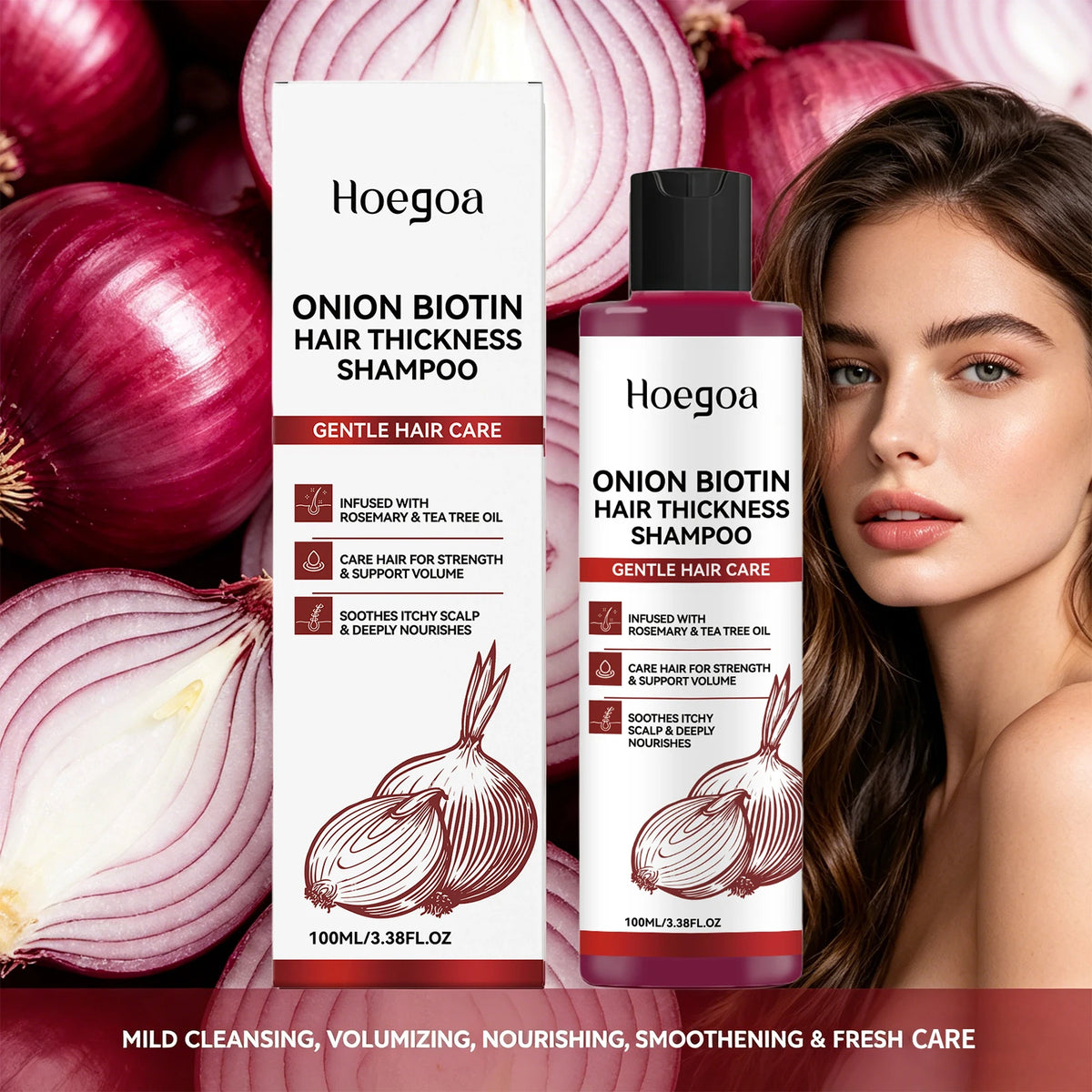 Onion Biotin Volumizing Shampoo for Hair Growth and Scalp Care
