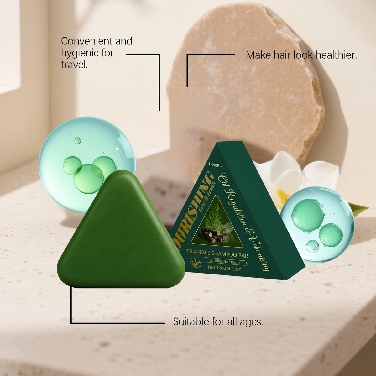 Herbal Triangle Hair Growth Shampoo Bar for Oil Control and Repair