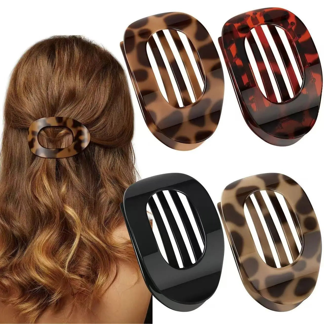 Matte Oval Flat Hair Clips for Women - 12