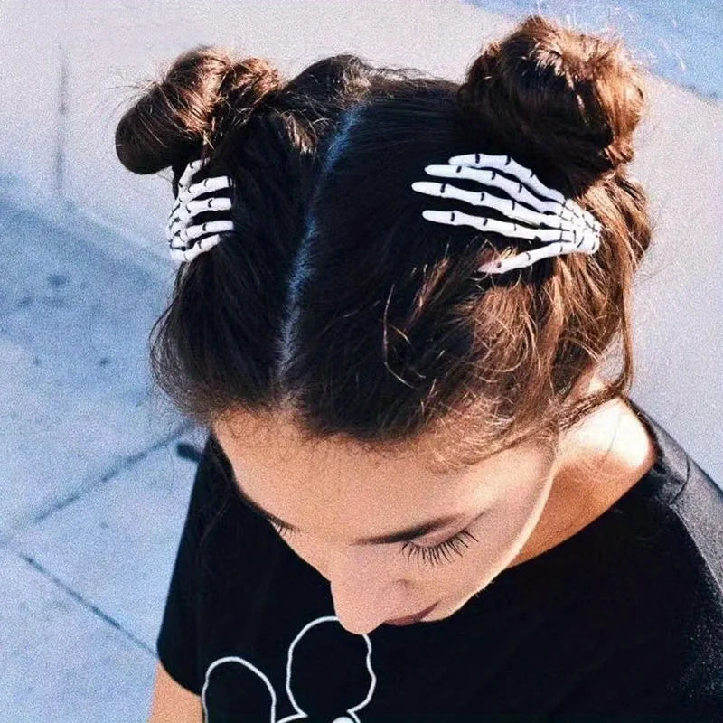 Skeleton Hand Hair Claw Clips for Halloween and Gothic Style - 6