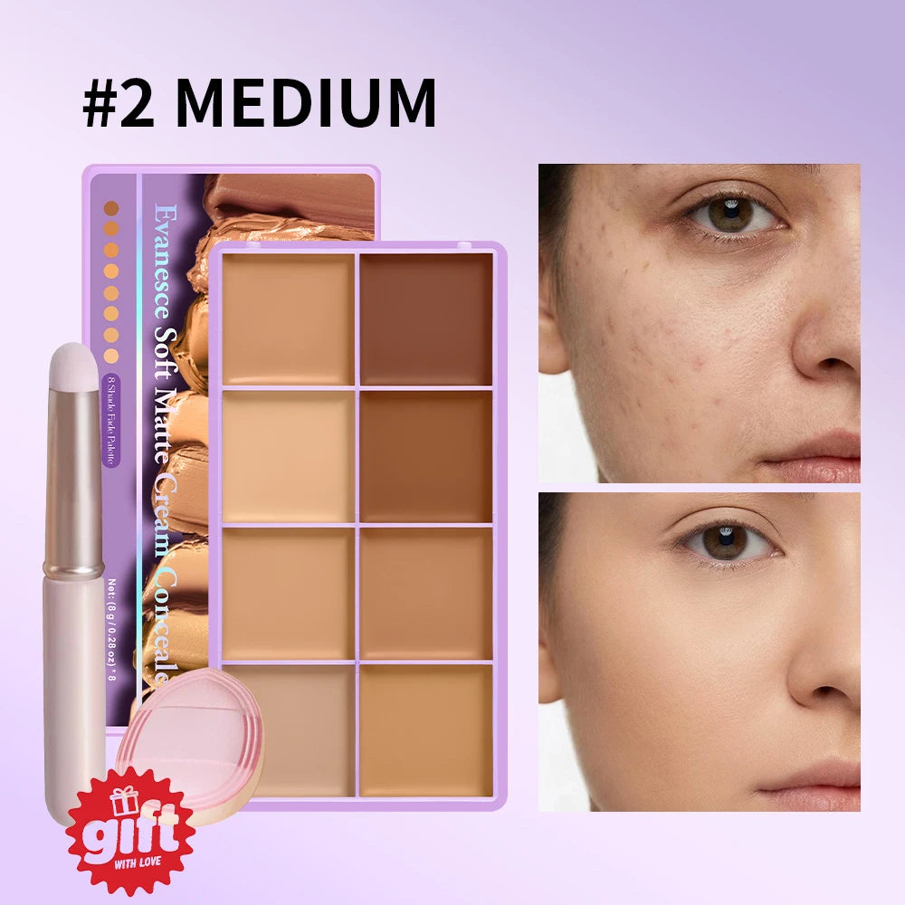 8-Shade Cream Concealer and Contouring Palette Set