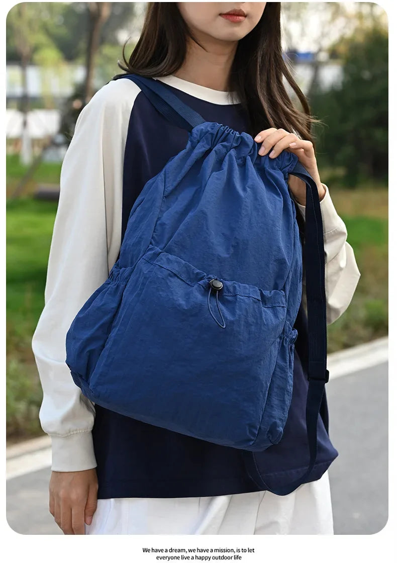 Foldable Lightweight Drawstring Travel Backpack - 21