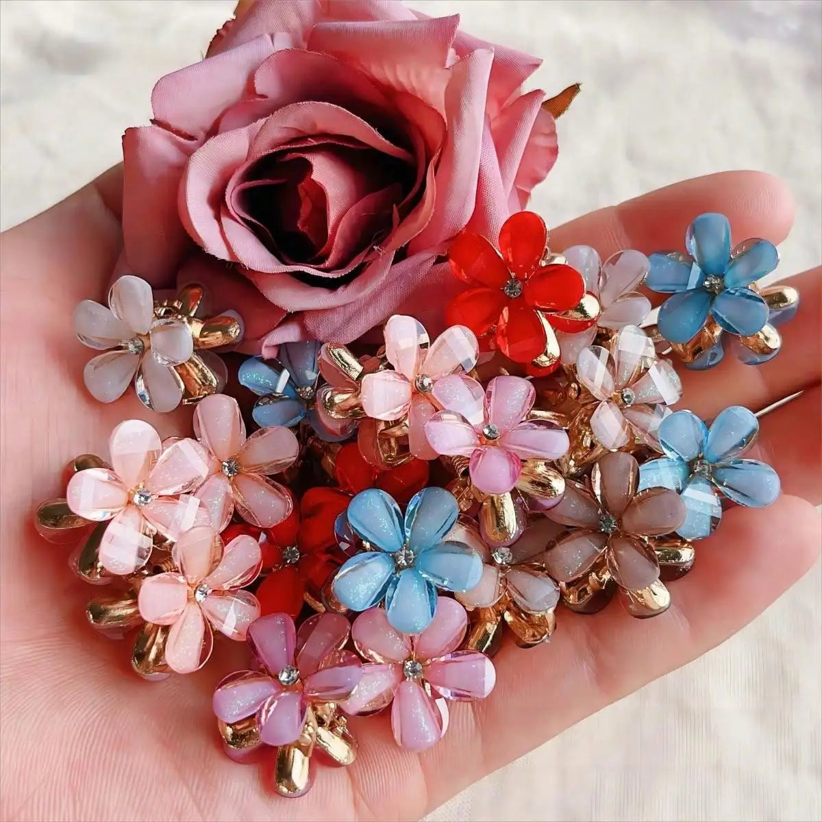 10pcs Fairy Flower Hair Claw Clips Cute Floral Mini Hair Accessories - 5