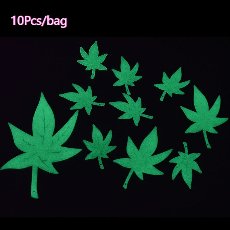 10pcs Luminous Maple Leaf Wall Stickers Glow in the Dark Home Decor - 7