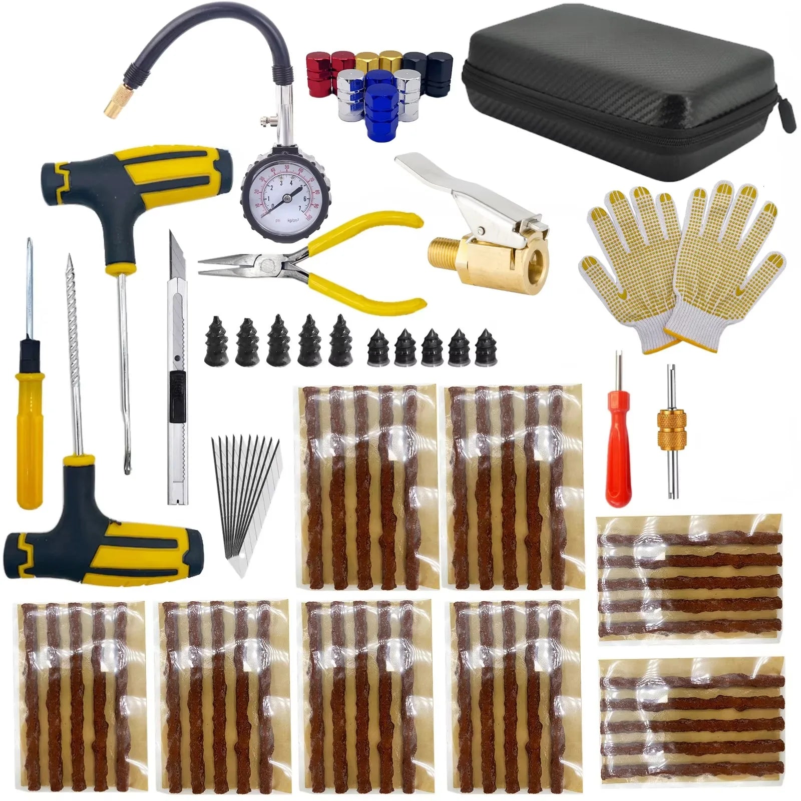 Emergency Auto Tire Repair Kit with Puncture Plug Tools - 24