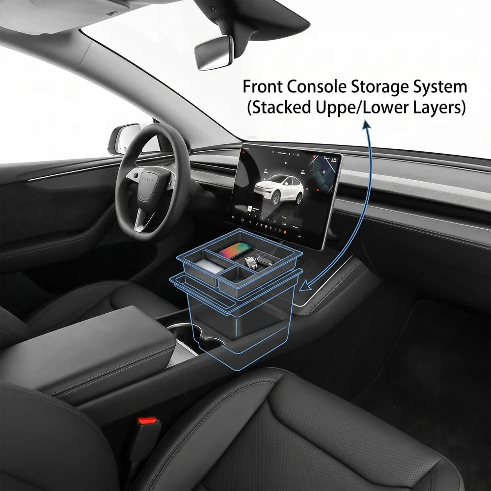 Center Console Organizer Tray Set for Tesla Model Y Long Wheelbase - 3