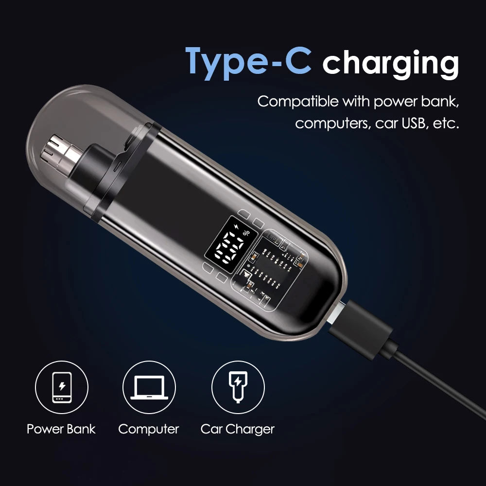 Electric Rechargeable Painless Nose and Ear Hair Trimmer