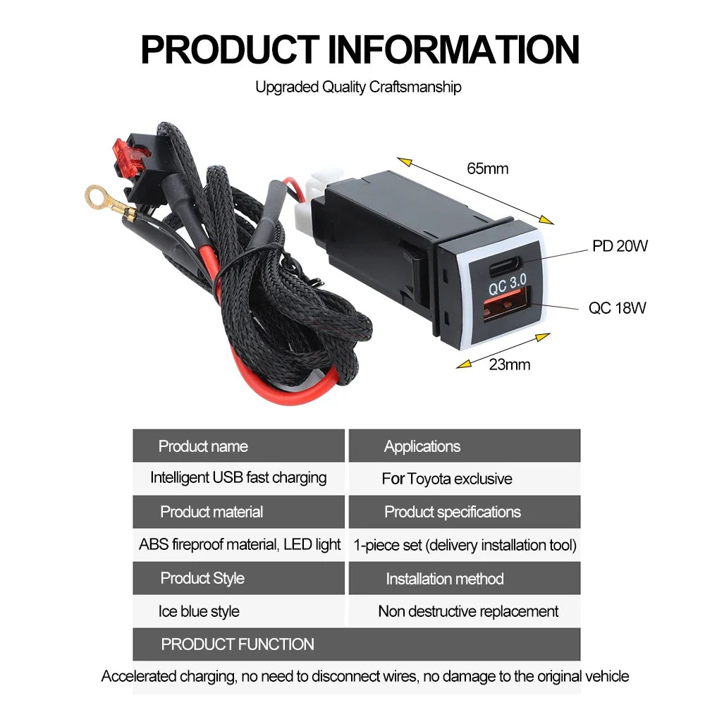 Dual Port Fast Car Charger for Toyota - 5
