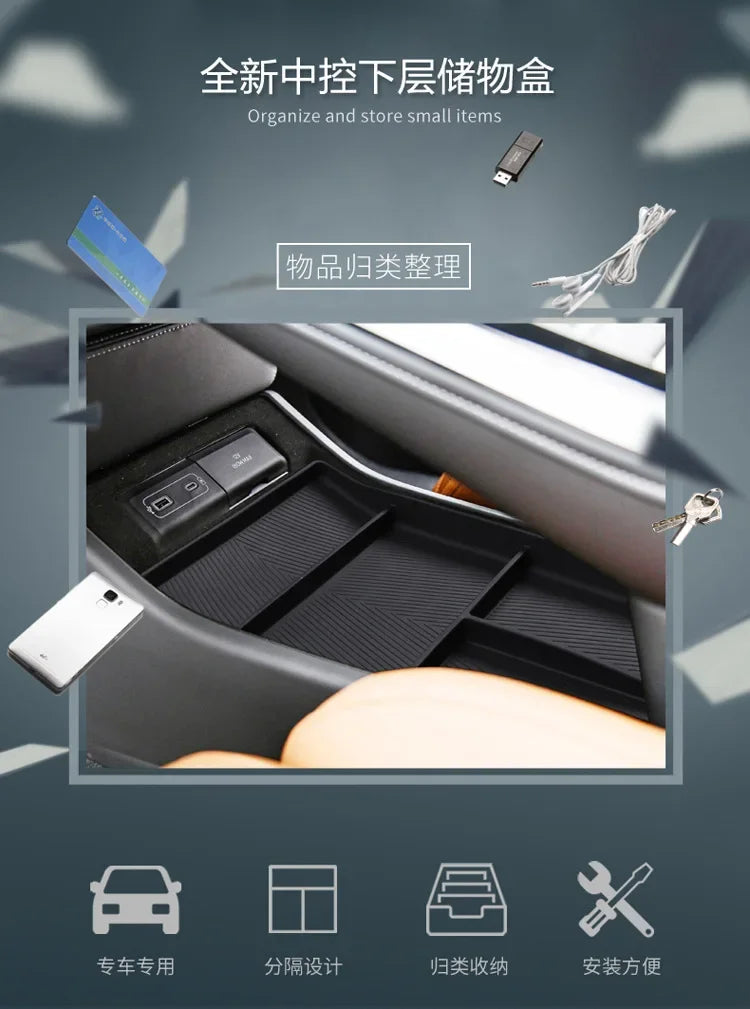 Center Console Lower Storage Tray for Xpeng G9 2022-2024 - 6