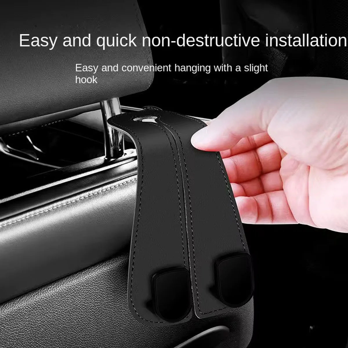 Leather Car Seat Headrest Organizer Hooks - 2