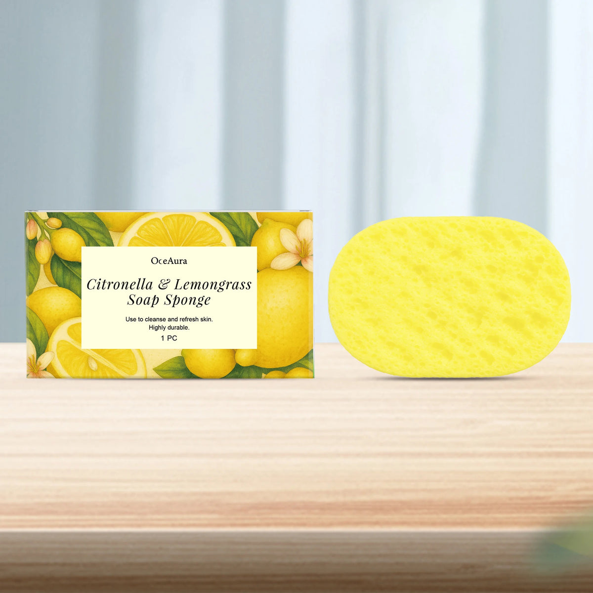 Exfoliating Lemongrass Bath Sponge for Daily Body Cleansing