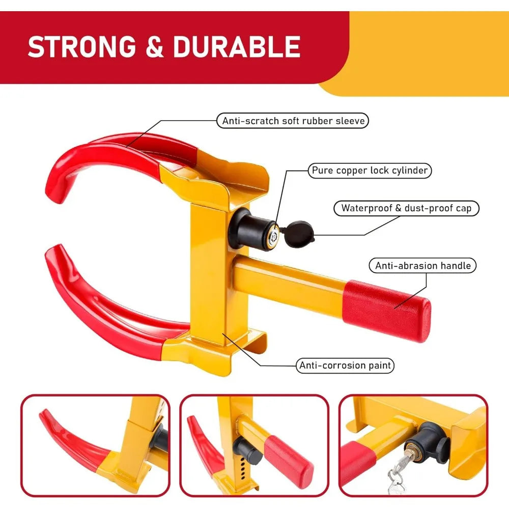 Heavy Duty Adjustable Anti-Theft Tire Wheel Lock - 4