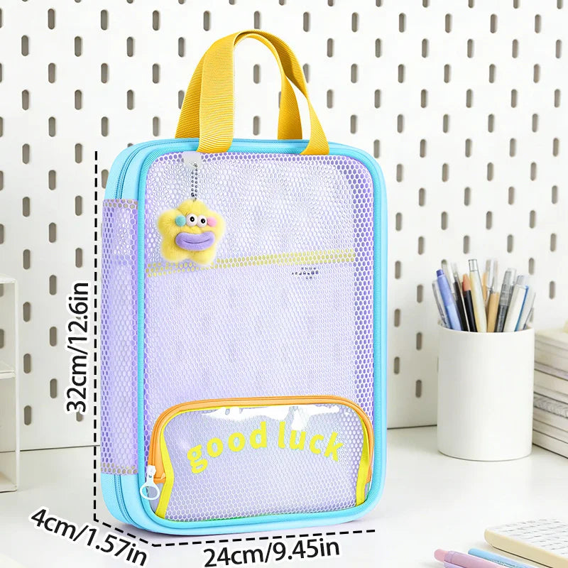 3-Layer Large Capacity Transparent Mesh Student Tote Bag - 6