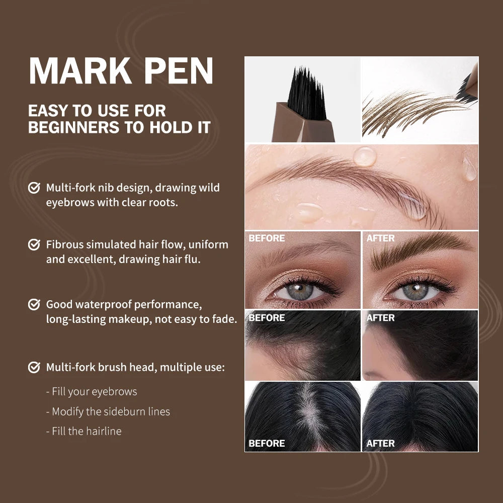 Waterproof Multi-Fork Liquid Eyebrow Pen for Natural Brows - 5