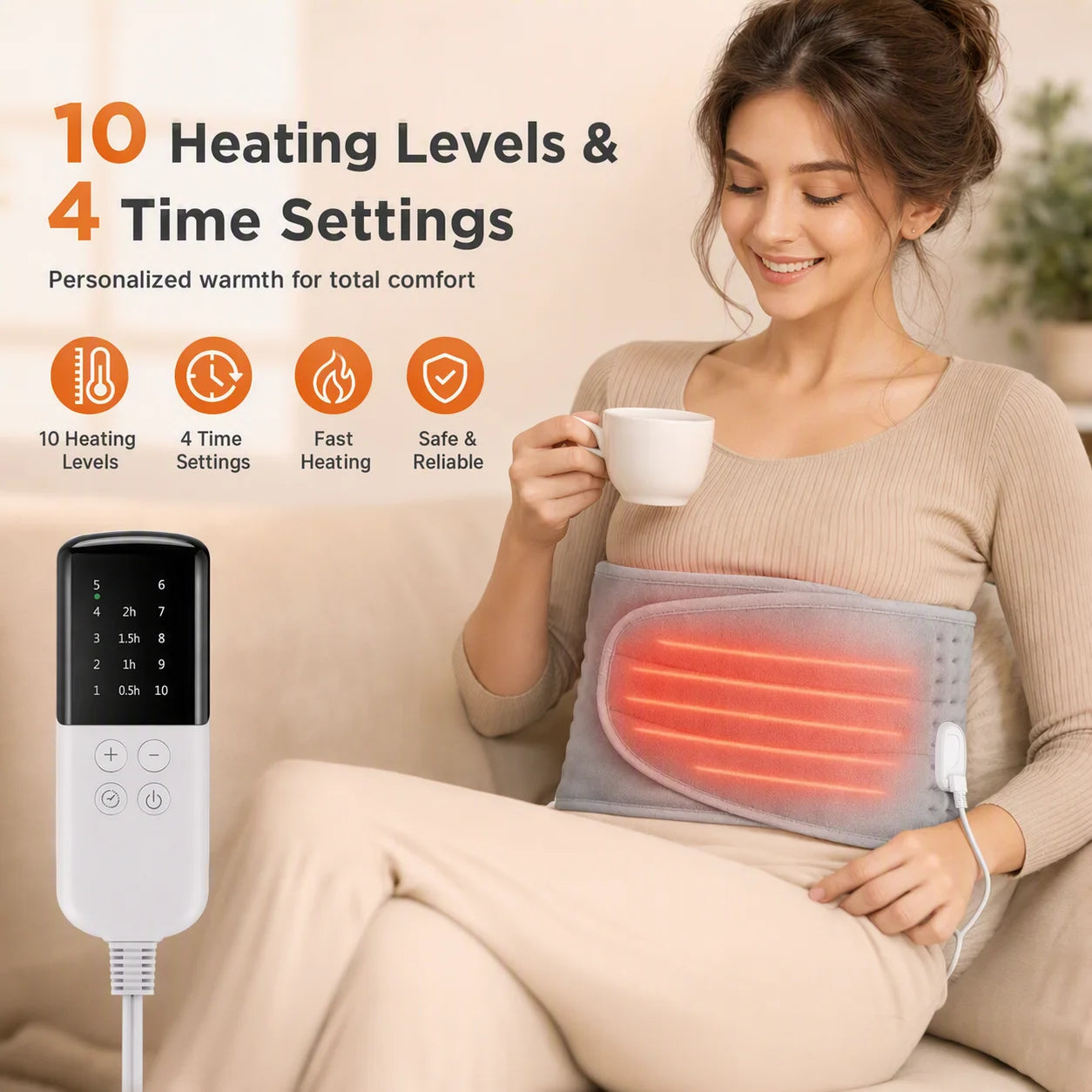 Electric Heated Waist Wrap with Hand Pockets and Timer - 7