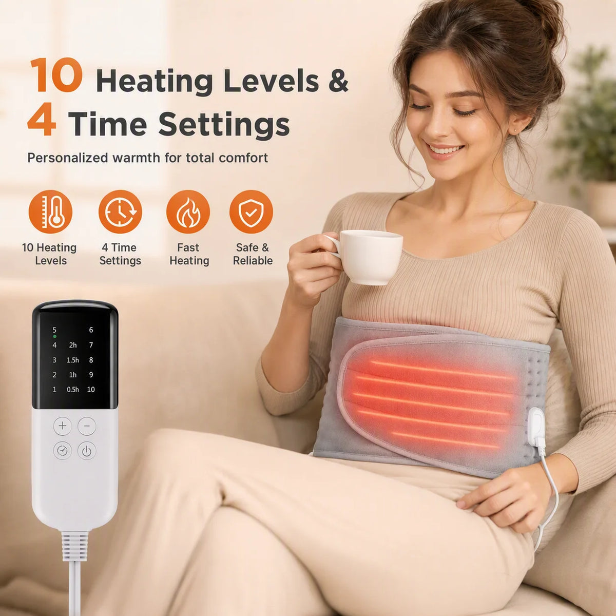 Electric Heated Waist Wrap with Hand Pockets and Timer