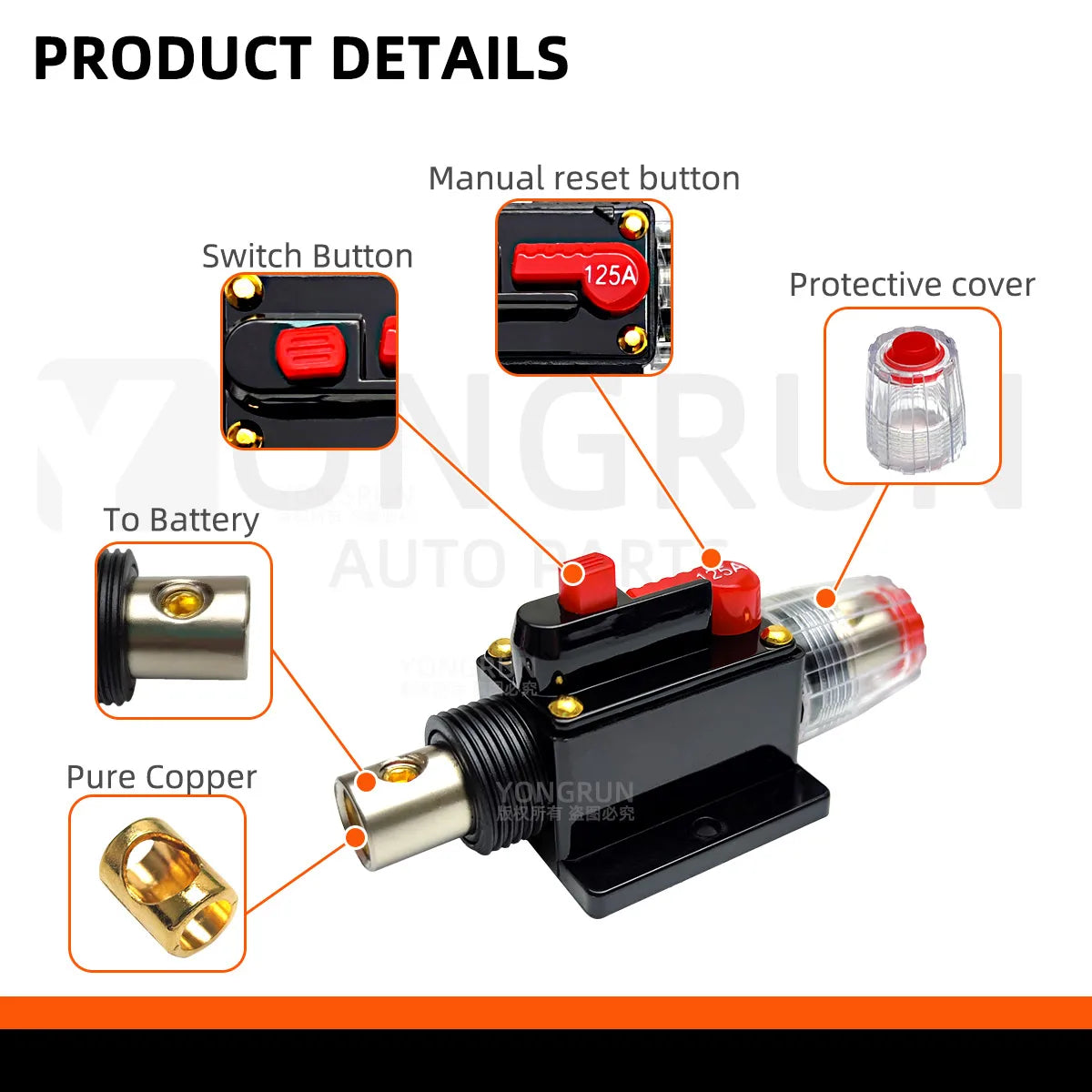 Manual Reset Waterproof Circuit Breaker for Automotive Audio - 8