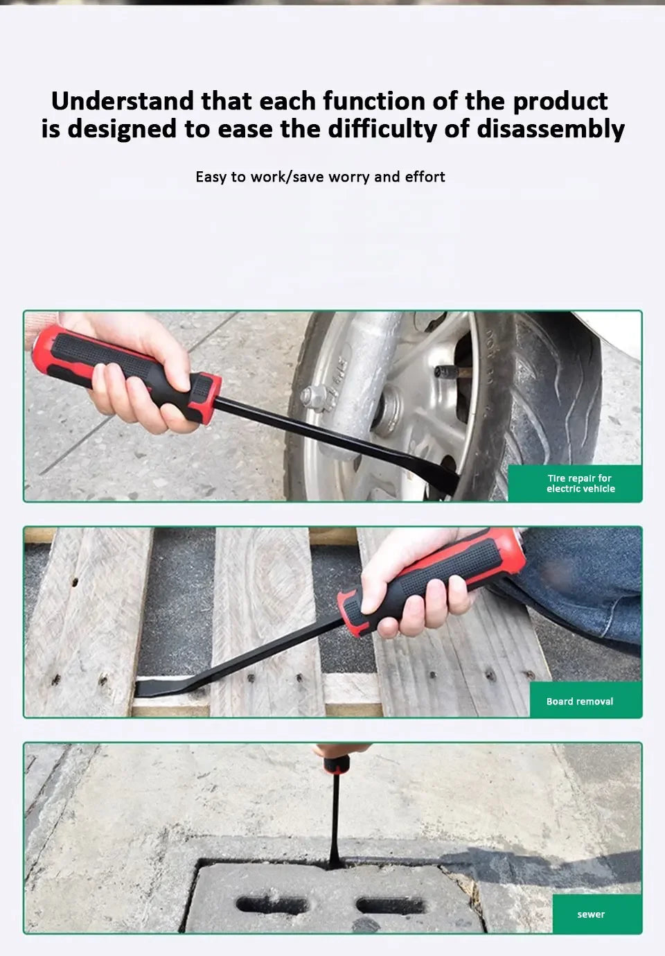 Heavy Duty Industrial Pry Bar with Ergonomic Handle