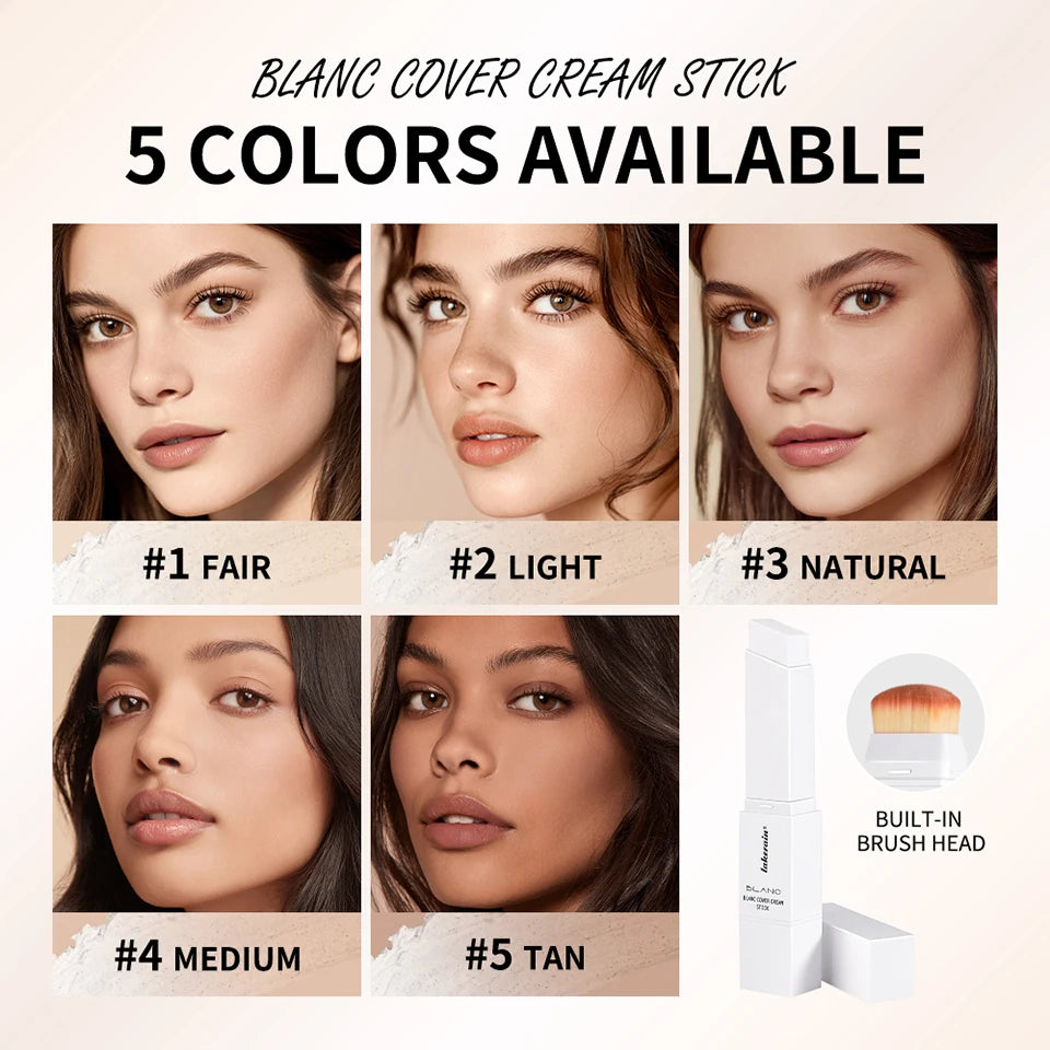Full Coverage Cream Foundation Stick with Detachable Brush