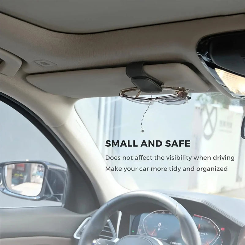 Magnetic Leather Car Sun Visor Eyeglasses Holder Clip