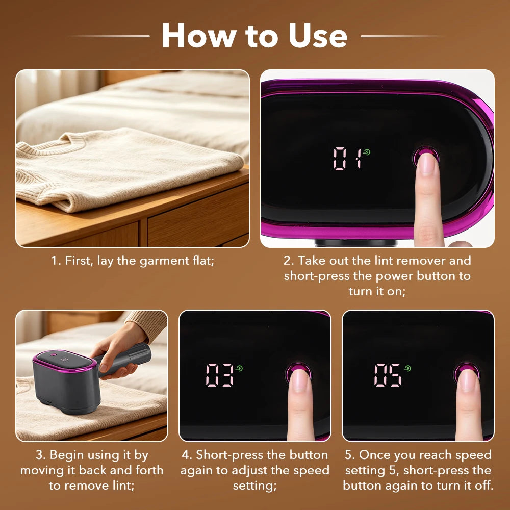 5-Speed Rechargeable Electric Fabric Shaver and Lint Remover - 14