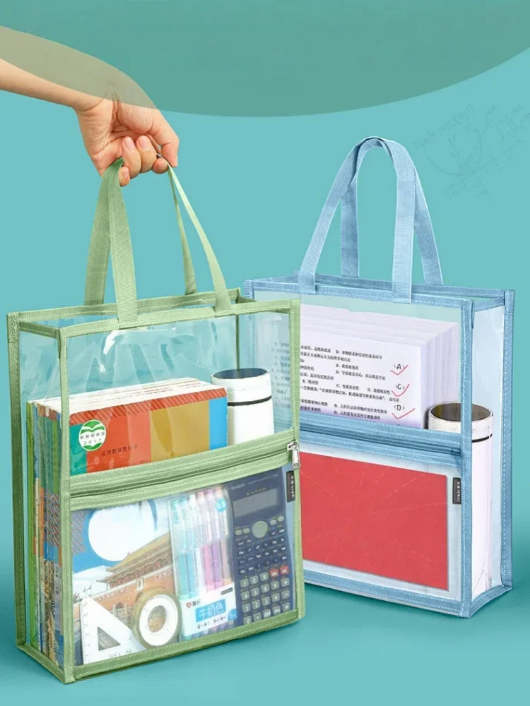 Transparent Mesh Document and Book Tote Bag for Students and Office