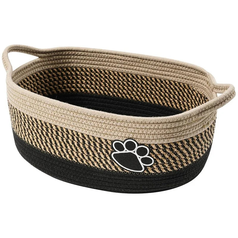 Woven Pet Toy Storage Basket with Handles