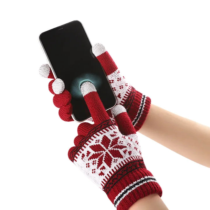 Touchscreen Snowflake Pattern Winter Gloves for Men and Women