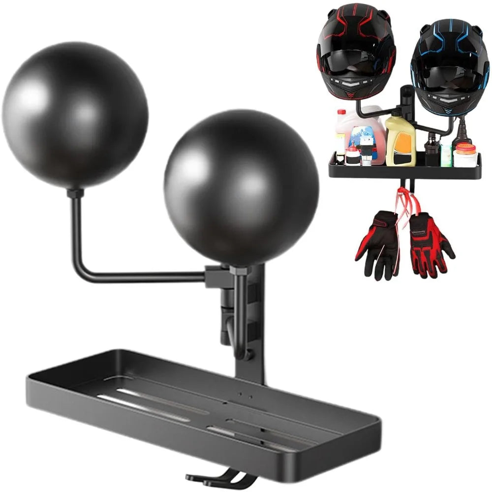 Wall Mounted Motorcycle Helmet Rack with Storage Shelf