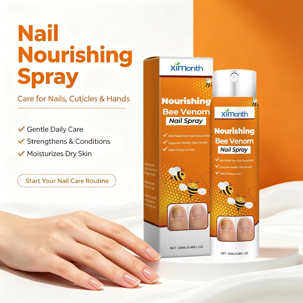Bee Venom Nourishing Nail Spray for Brittle and Discolored Nails