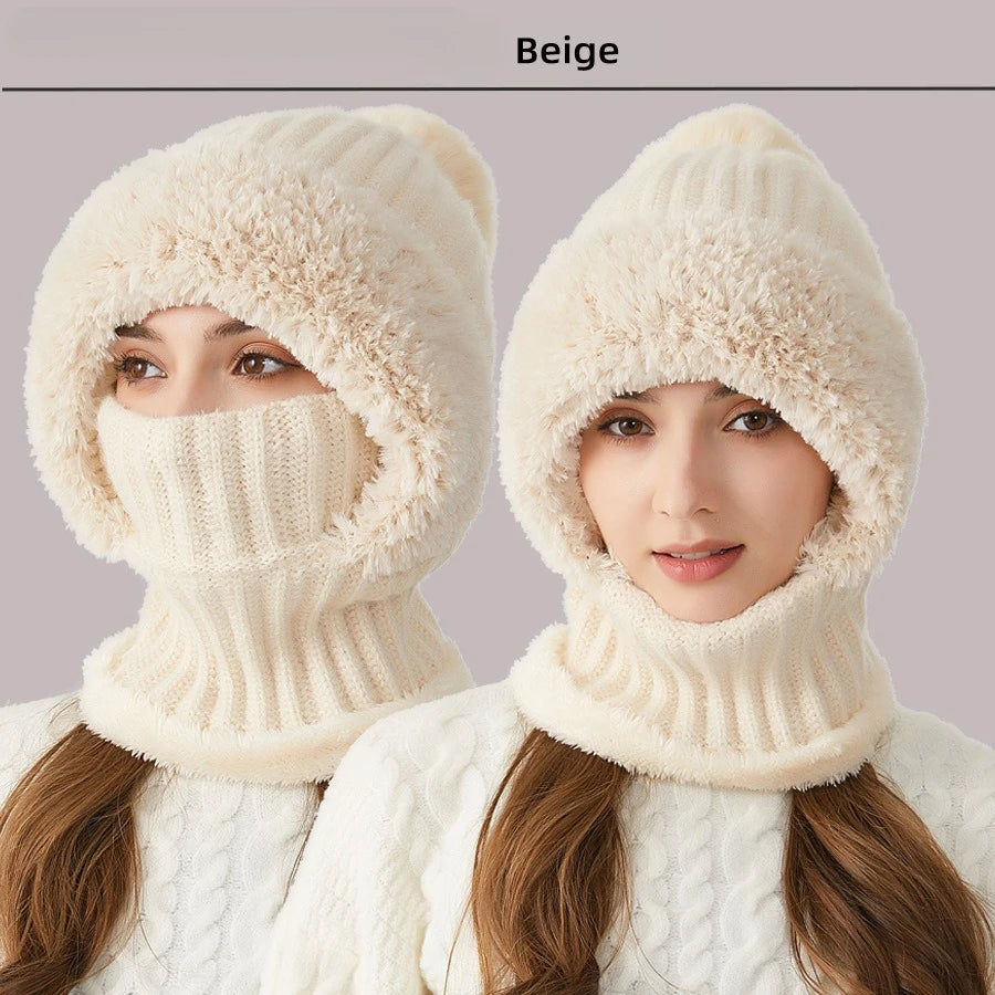 Windproof Thermal Fleece Ski Mask and Hat Set - 18