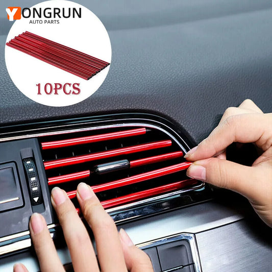 10pcs U-Shaped Car Air Vent Trim Strips Interior Decoration Molding