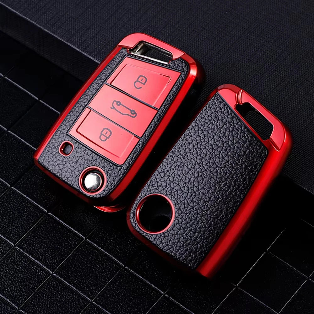 Leather and TPU Protective Car Key Cover - 7