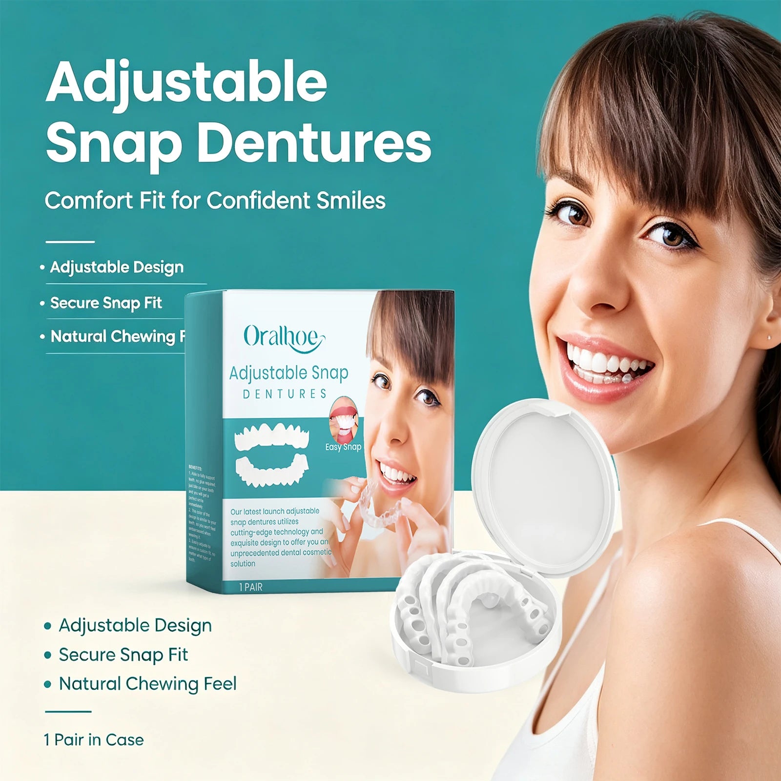 Adjustable Snap-On Dentures for Instant Smile Repair - 4