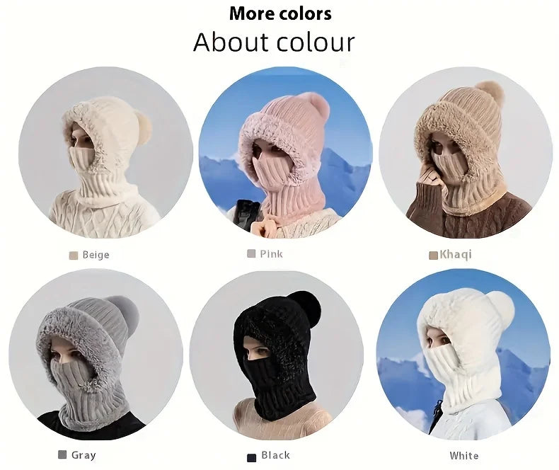Windproof Thermal Fleece Ski Mask and Hat Set