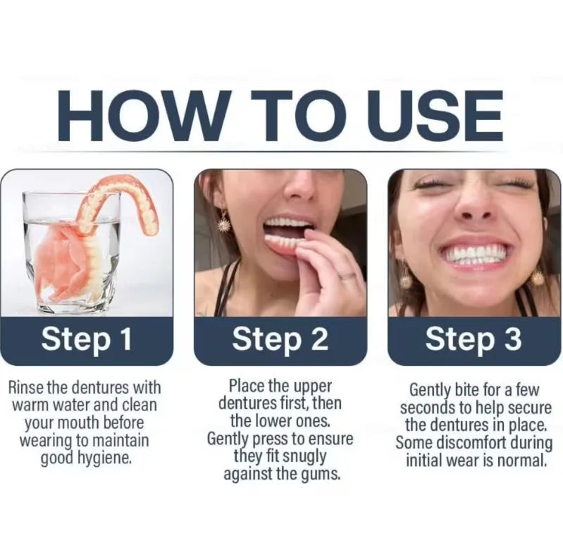 Comfortable Silicone Temporary Denture Set for Natural Smile