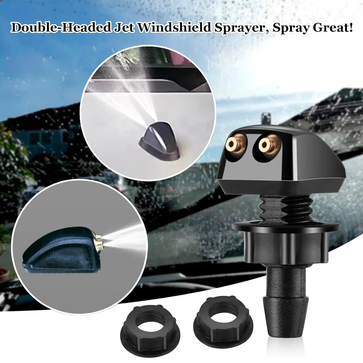 Universal Adjustable Dual-Hole Car Windshield Washer Nozzle Pair - 4