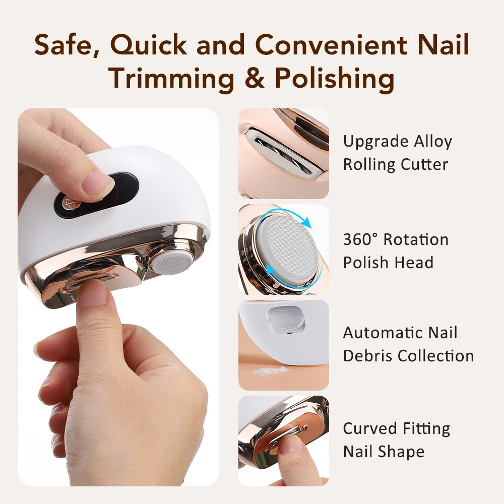 Electric Automatic Nail Clipper and Polisher with LED Light - 4