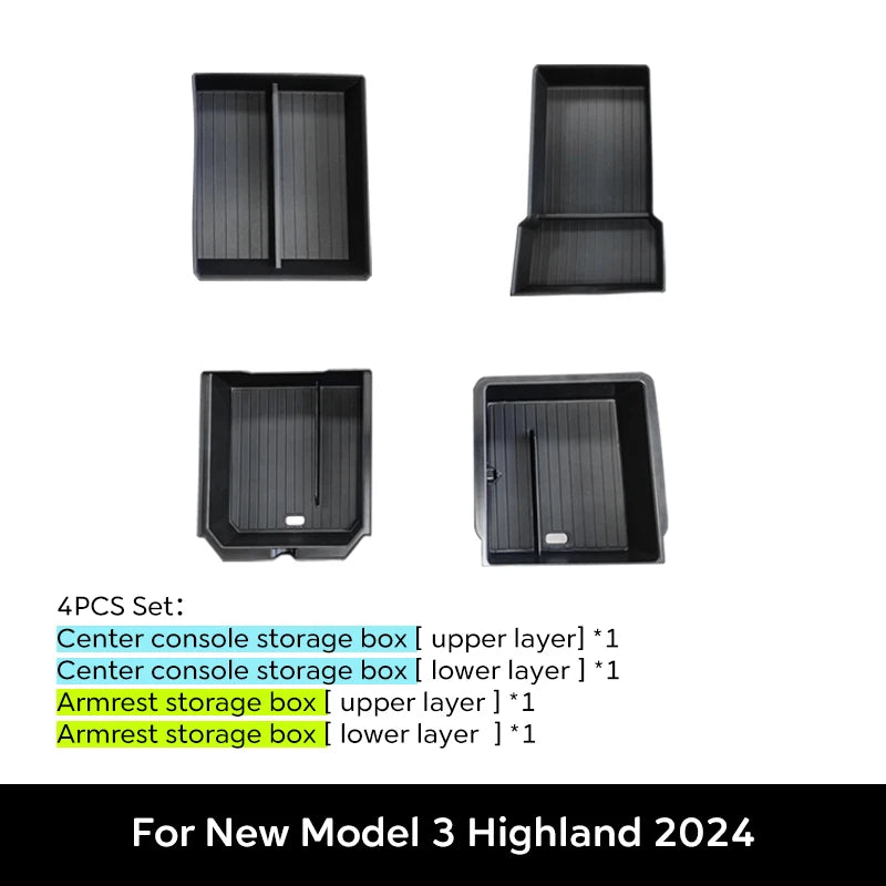Center Console Organizer Tray Set for Model 3 Highland