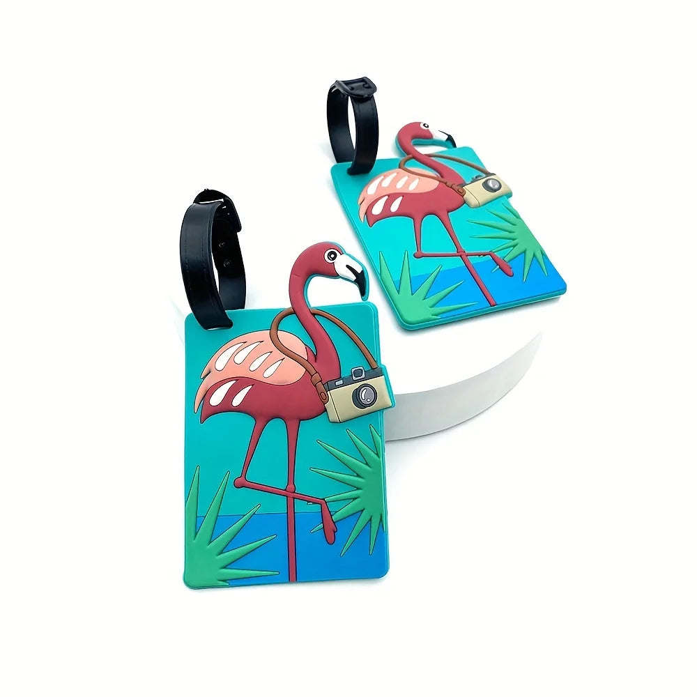 Cute Flamingo Luggage Tag Travel Bag Identifier and ID Holder
